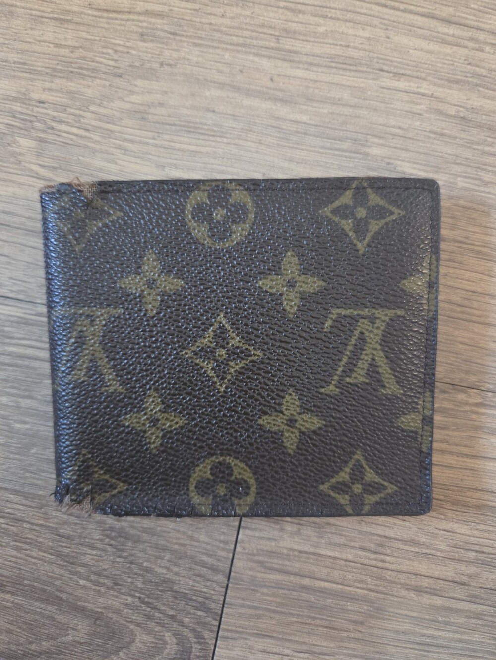 Bad Condition Louis Vuitton Monogram Canvas Wallet - Dark Brown with Gold Motif